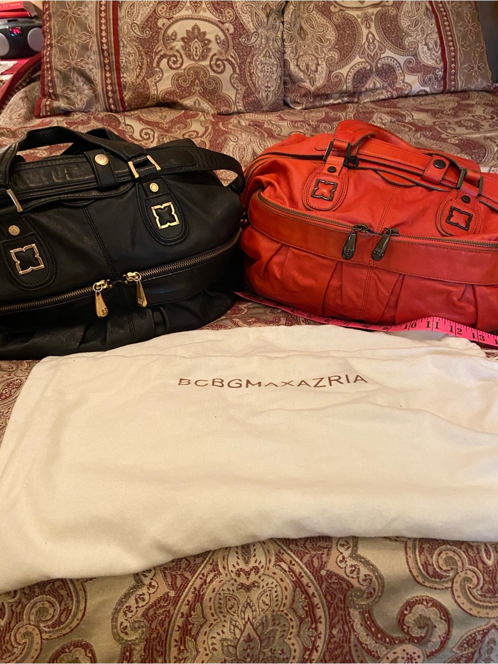 BCBGMAXAZRIA Leather Shoulder Bags- Black and Red